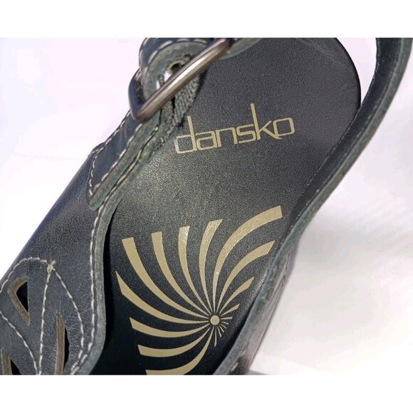 DANSKO Rowena Black Leather Cut-out Heeled Sandal Womens 6.5-7 (37) Open Toe - Picture 10 of 13